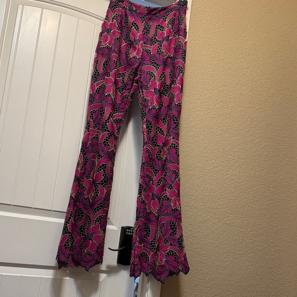 Floral Lace Bell Bottom Pants
